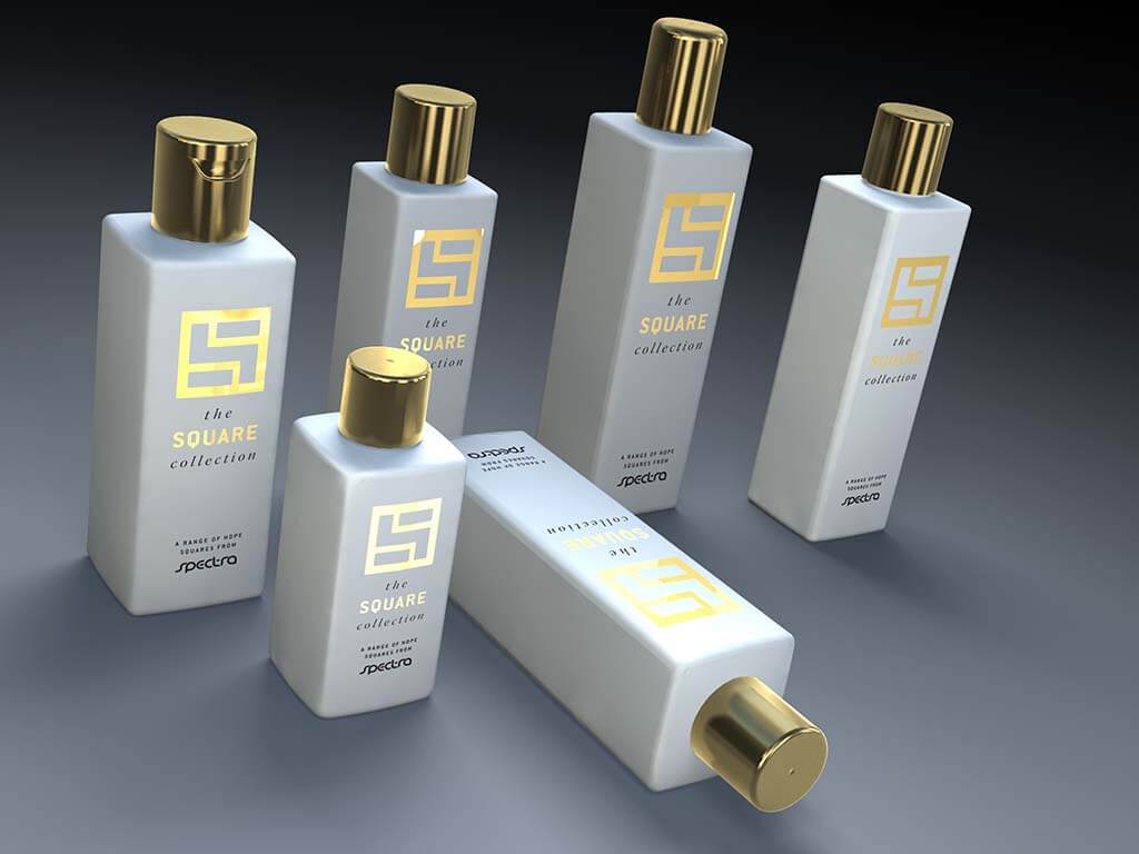 3D product visualisation bottle square gold