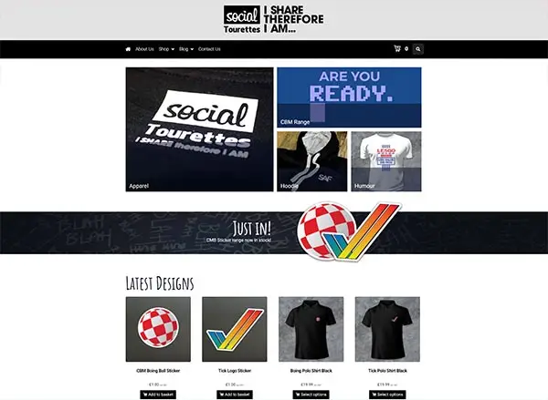 Social Tourettes Web Site Shop